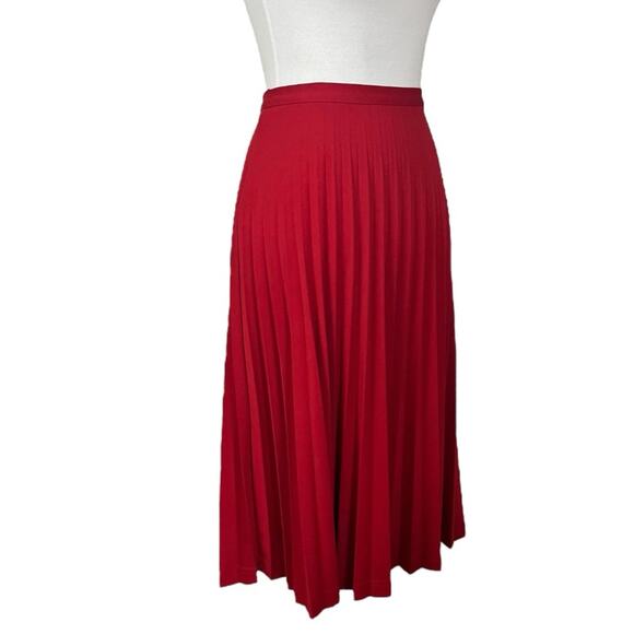 Mix It Midi Skirt Knife Pleated A-line Stretch Red Women’s Size 14 Tall - Picture 2 of 9